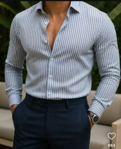 strips shirt blue