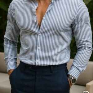 strips shirt blue